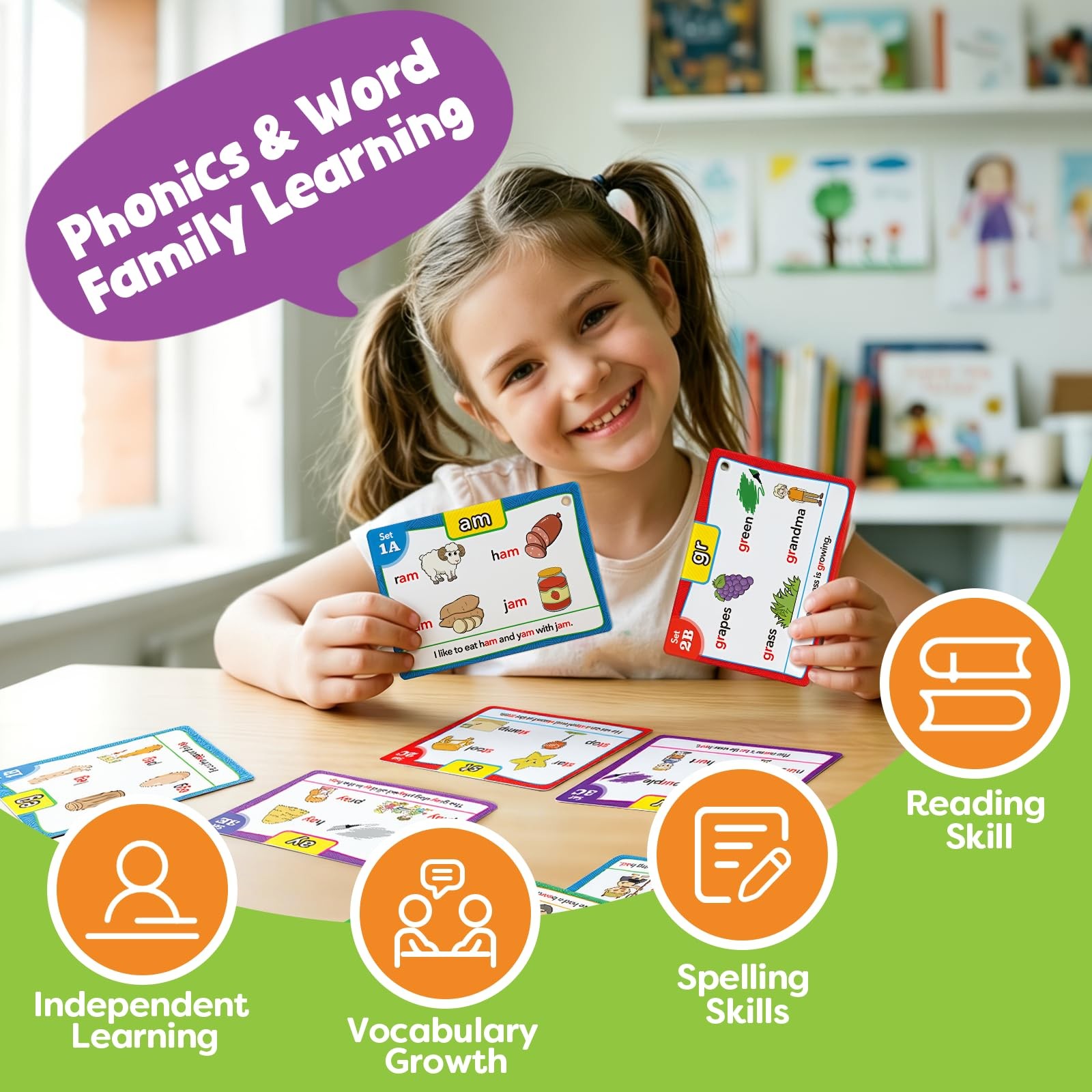 Phonics Flash Cards Learn to Read Spelling Reading Sight Words Phonics Games,…