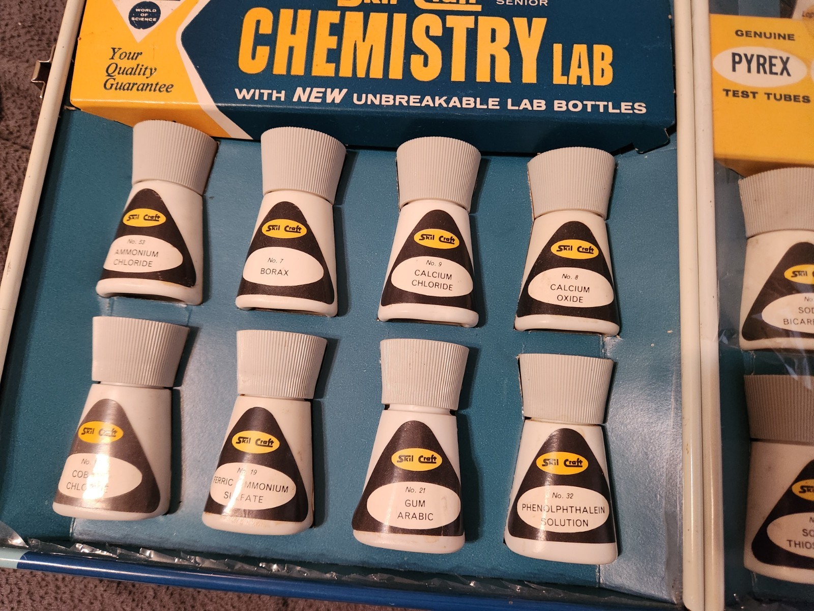 1960s Skil-Craft Chemistry Lab Set Nearly Complete Science Kit w/ Box Pyrex Tube