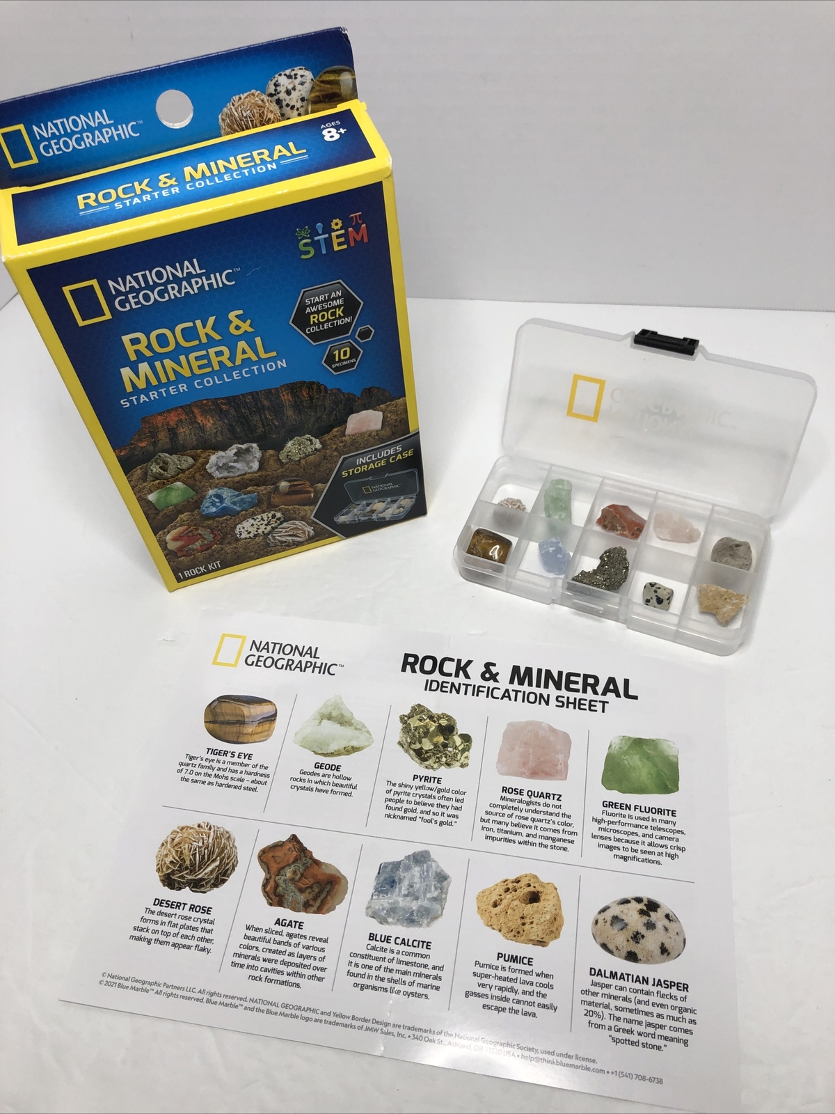 Rock and Mineral Starter Set 10 Specimens Case ID Sheet National Geographic