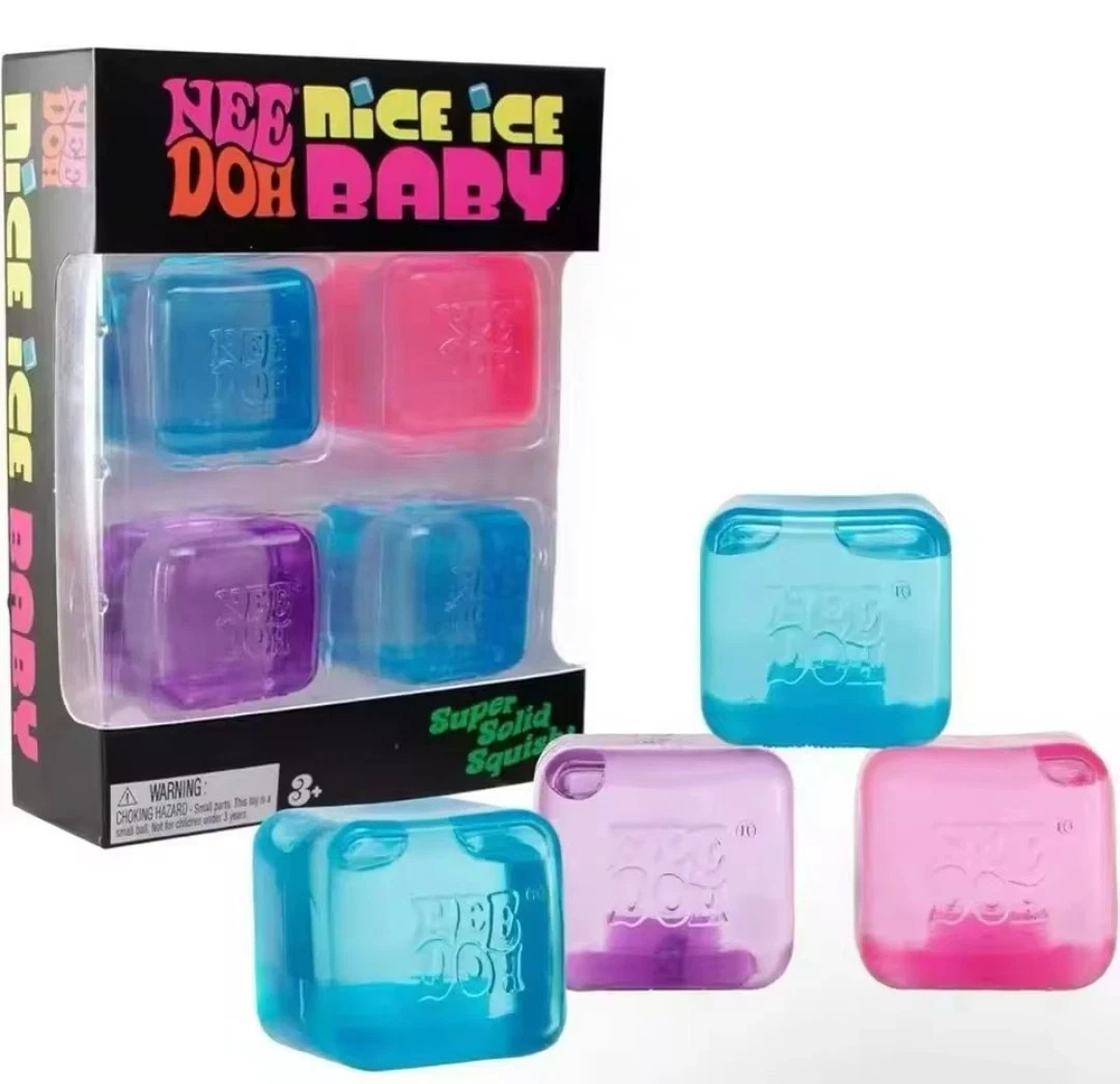 Needoh Nice Ice Baby 4 Pack Mini Cubes Squishy Stress Fidget Toy Authentic