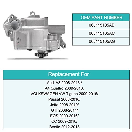 AULINK 06J115105AB/AC/AG Oil Pump Compatible with Audi A3 A4 2008-2013 TT