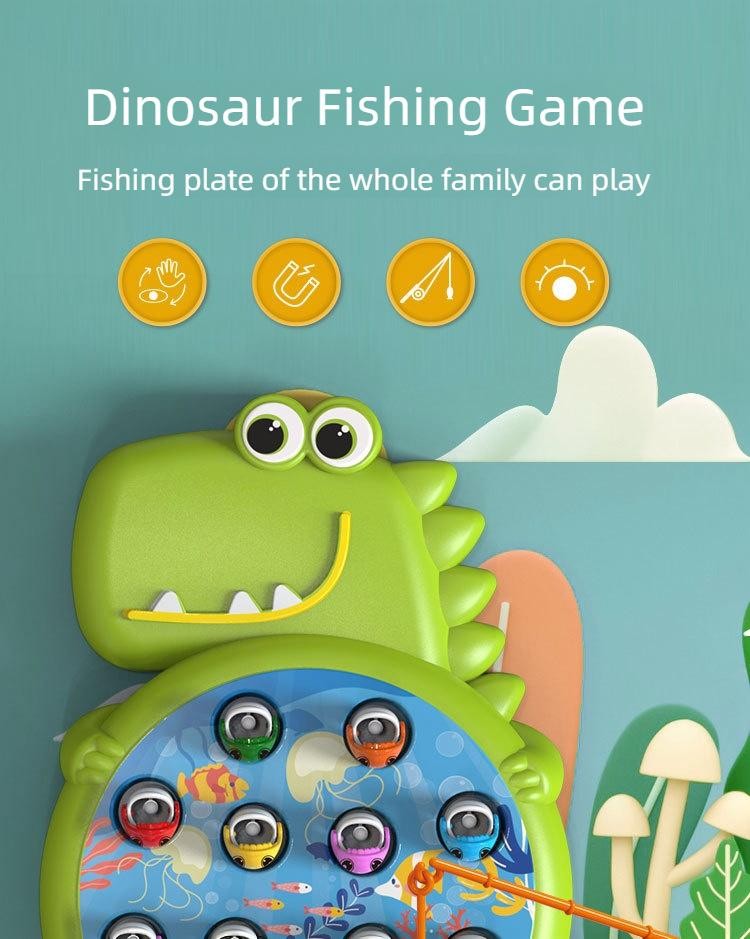 Dinosaur Magnetic Fishing Toy Set – Montessori Educational Kids Game with Rod