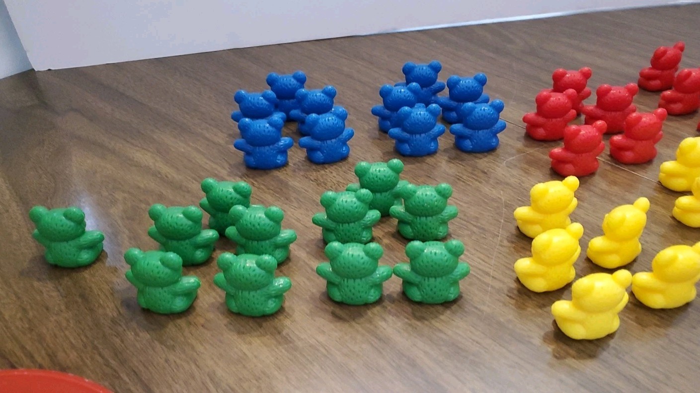 42 Piece Counting Bear Set, 4 Colors-Red, yellow, Blue And Green, One Size