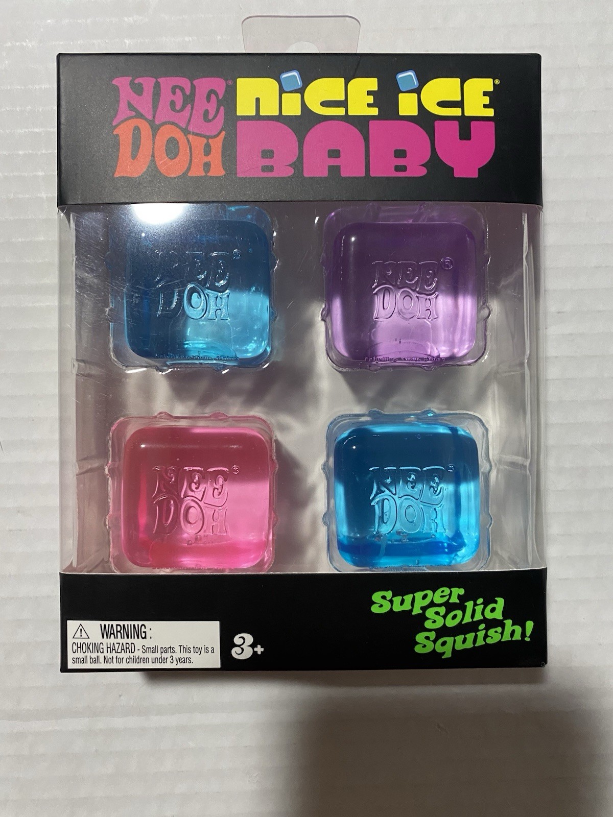 NeeDoh Nice Ice Baby 4 pack, Set of Four Nee Doh Mini Nice Cube Pink Blue Purple