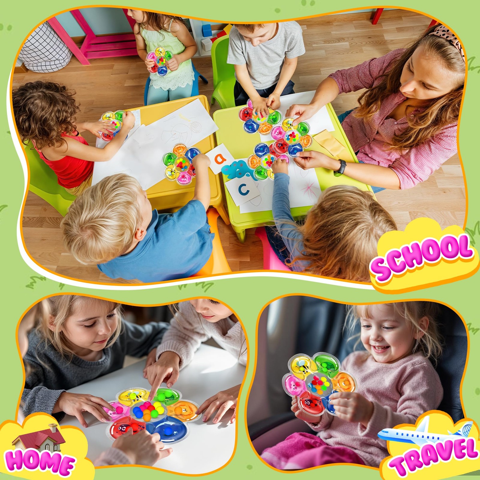 MORECOLL Color Sorting Sensory Toys Orange, Blue, Red, Pink, Yellow, Green