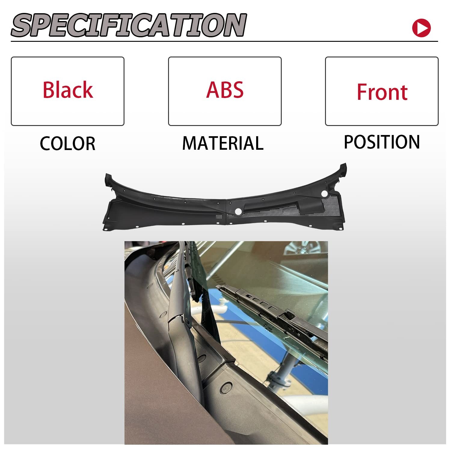 Wiper Cowl HECASA Ford Escape 2001-2007 Black Pair