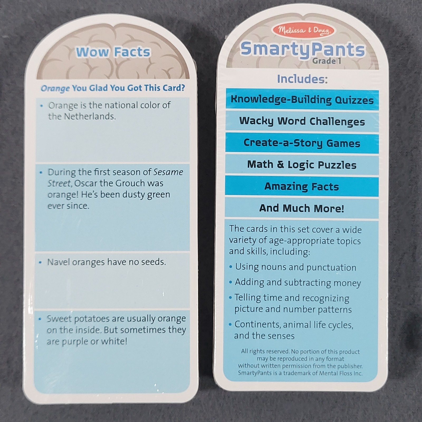 Melissa & Doug Smarty Pants Grade 1 Card Set 120 Brain Building Trivia Cards NEW