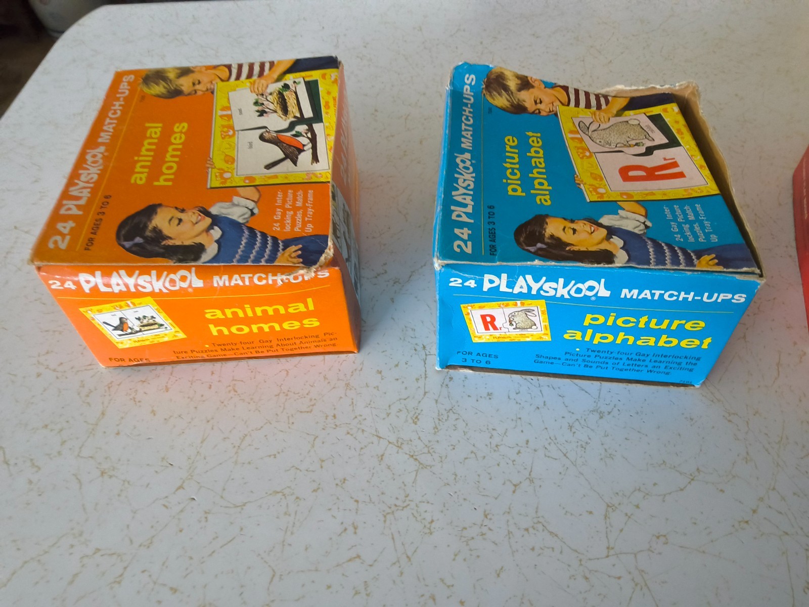 1964 Playskool Puzzle Match-Ups COUNT, ANIMAL HOMES, ALPHABET