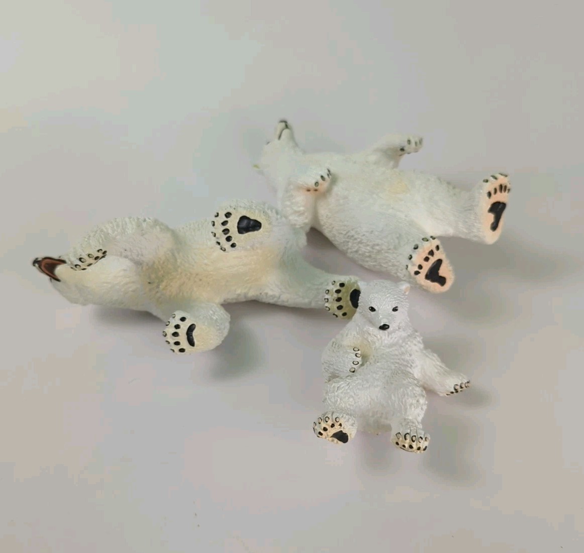 Vintage Polar Bear Set Male Female & Cub 1990 Safari Ltd Christmas Decor EUC