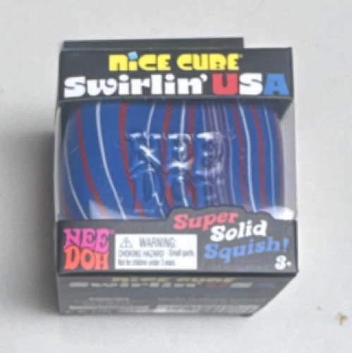 Schylling Nee Doh Nice Cube Swirlin’ USA Red White Blue Squish Toy 25190NAB