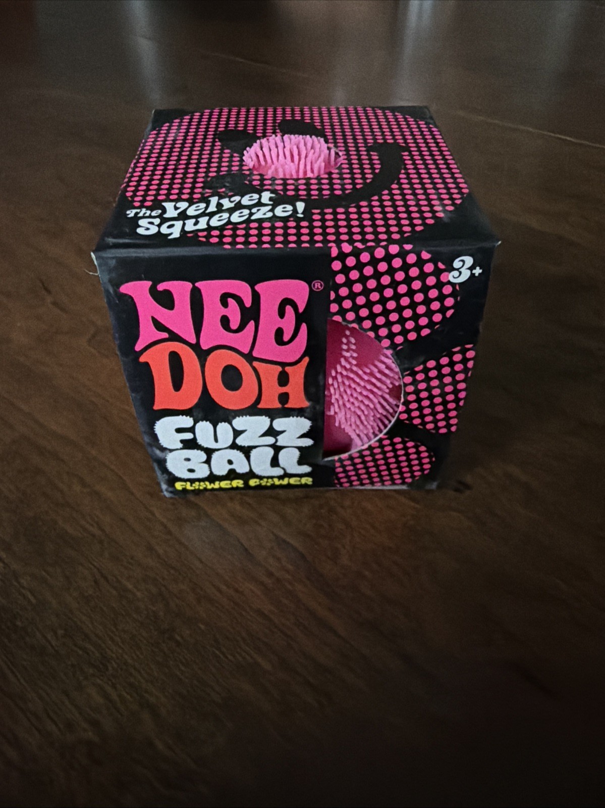 Pink Needoh Fuzz Ball Flower Power New In Box Authentic Velvet Squish Toy