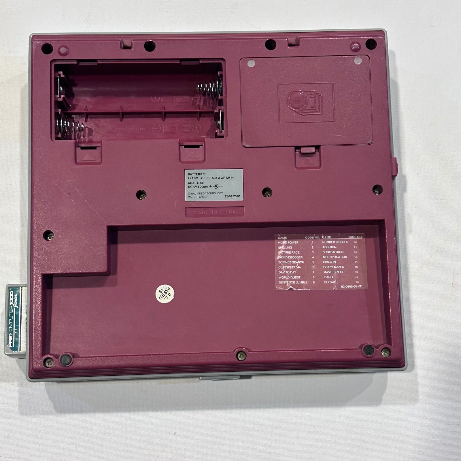 Vtg VTECH precomputer 1000 junior rare 1990 gray red works no discs pre computer