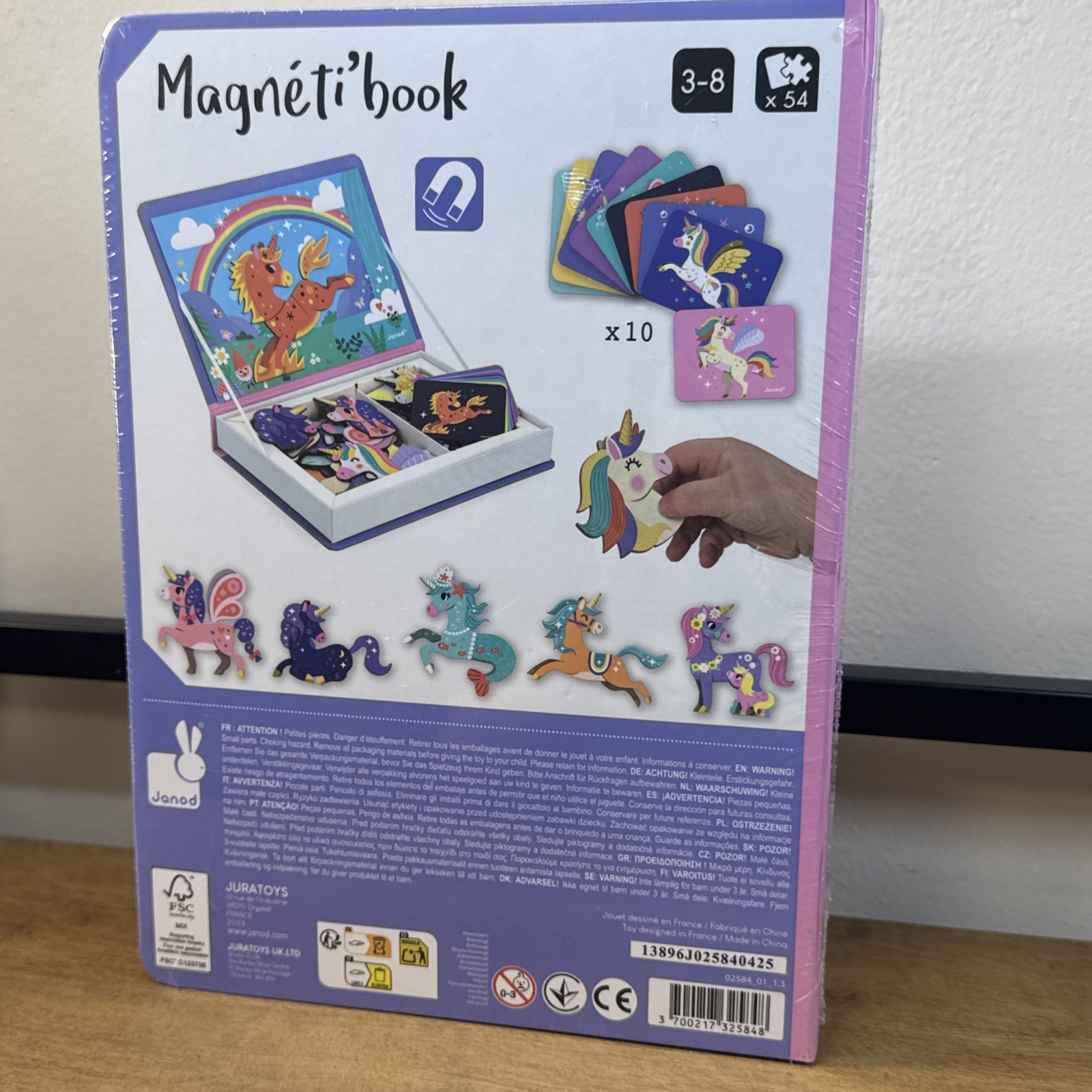 Janod Magneti’Book Unicorn 44 Magnet Educational Game 10 Model Cards Age 3-8 New