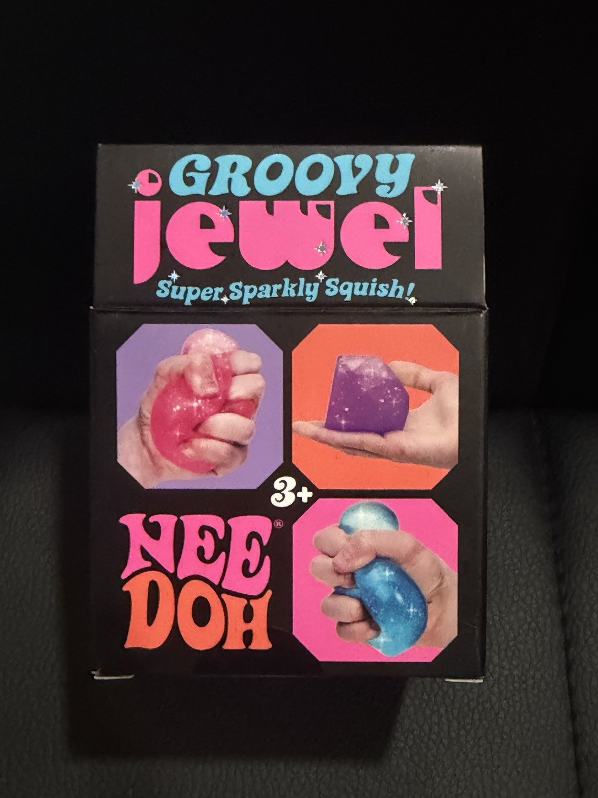 Authentic NeeDoh Schylling Blue Groovy Jewel Nee Doh Super Sparkly Squish NIB