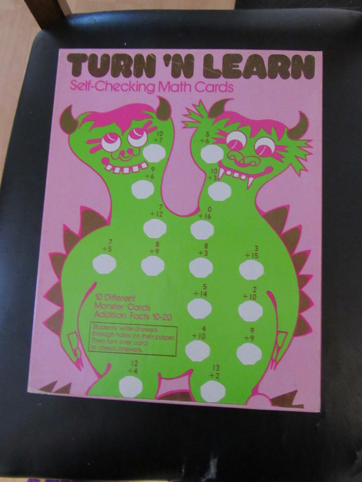 Vintage 1977 Turn n Learn Self Checking Addition Math Cards Monster Theme Set