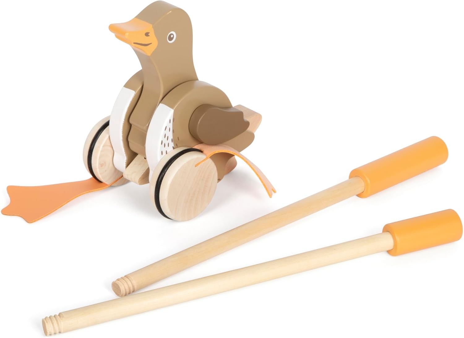 small foot Push-Along Duck, Wood, Moving Head, Helps with Learning, Walking aid,