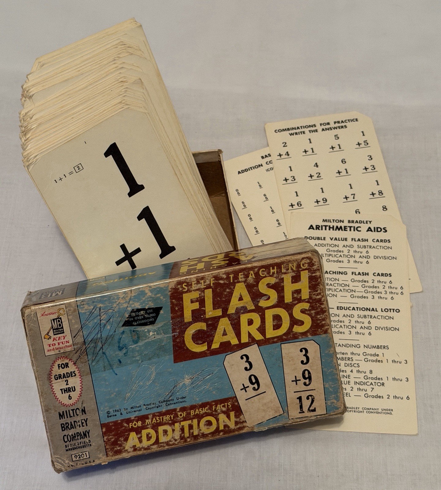(4) Vintage 1962 and 1963 Milton Bradley Flash Cards Grades 2 thru 6