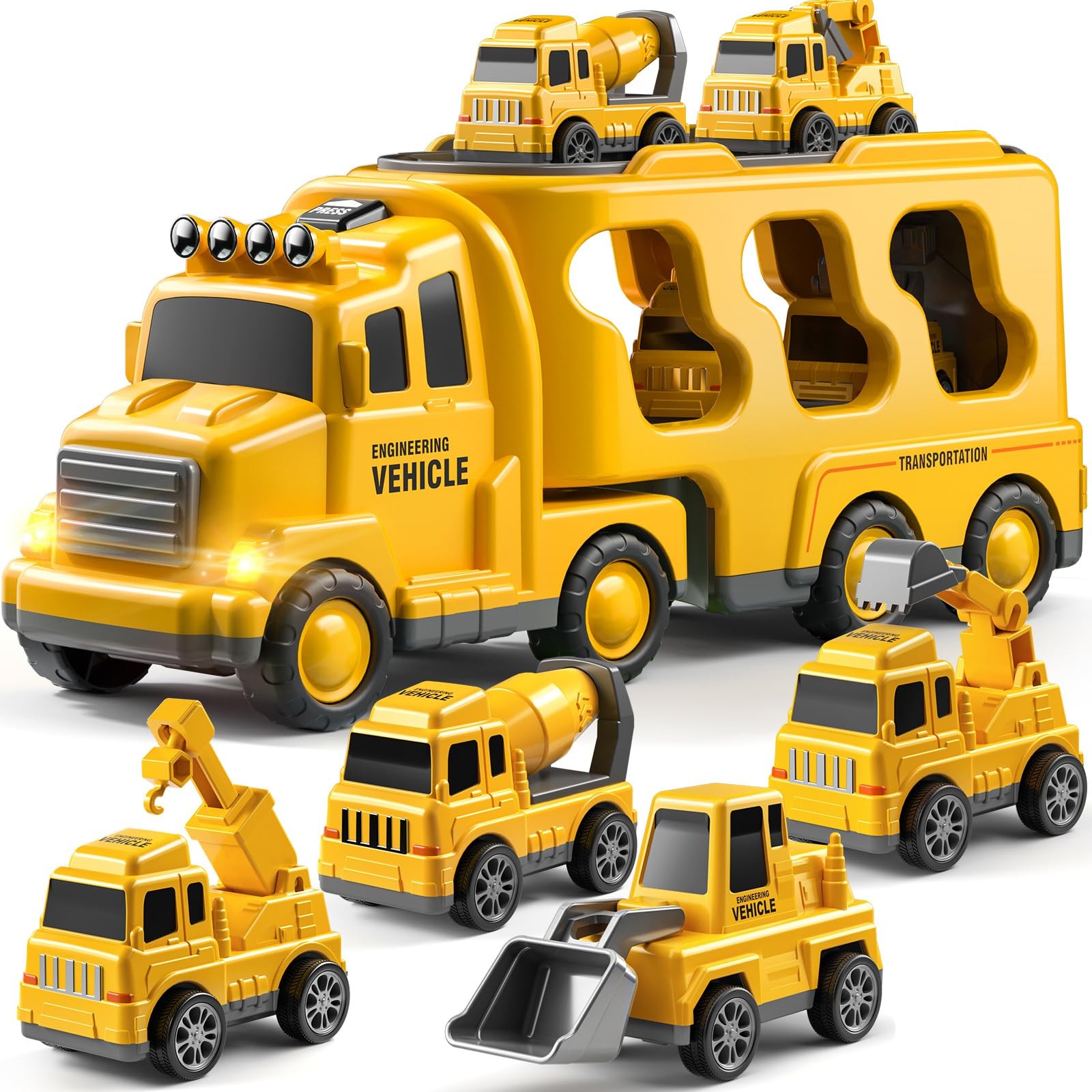 JUKUDAHU Trucks for Toddlers 2-4 13.3 x 4.3 x 5.7 inches, 5 Construction Cars