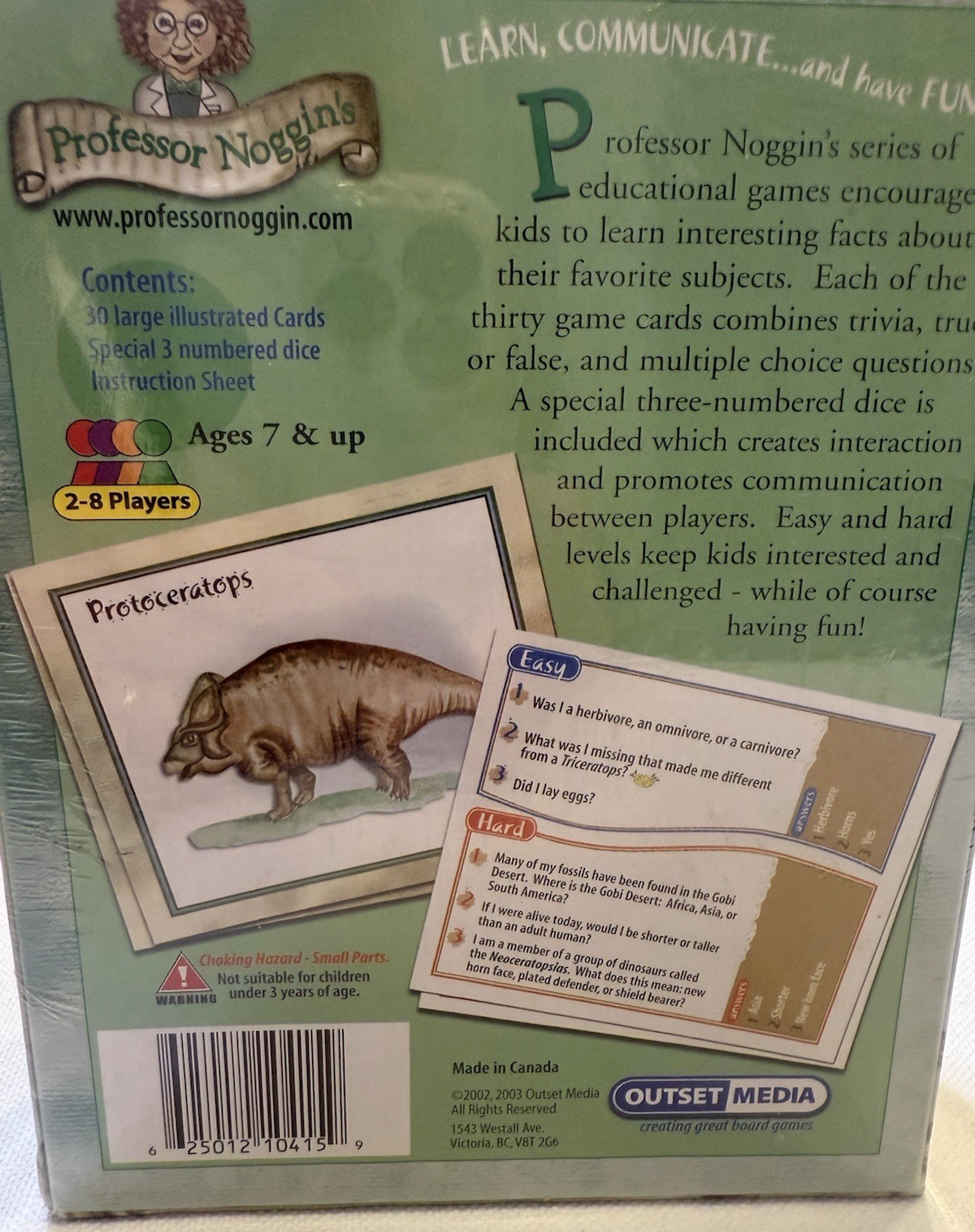 Professor Noggin’s Dinosaurs Educational Card Game by Outset Media NEW/Sealed A6