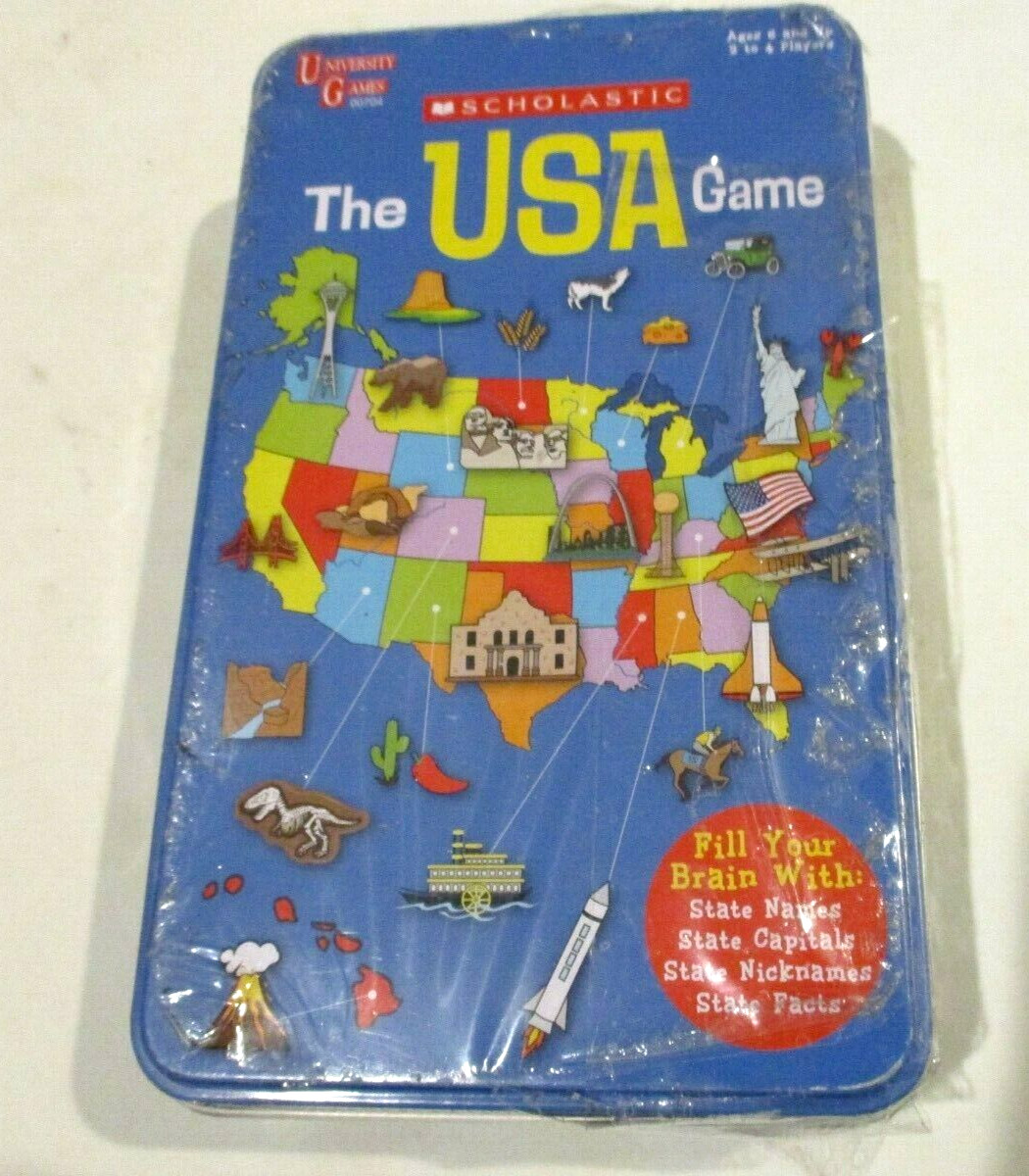 The USA Game Scholastic new in tin sealed University Games