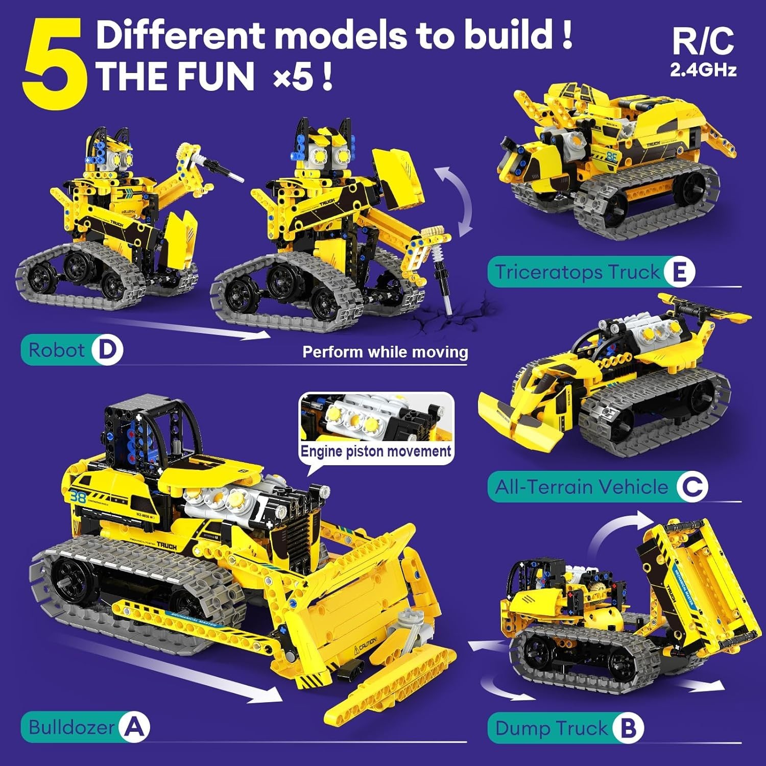 452 PCS STEM Robotics Kit for Kids – 5 Models with Remote Control & App Features