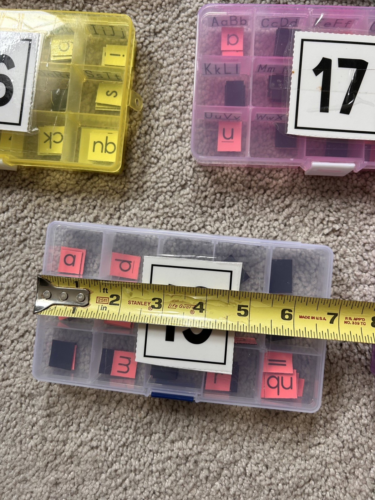 Lot of Magnetic Alphabet Letters Mixed Colors and 20 storage kits phonics class