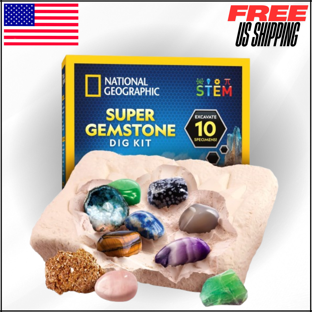 Gemstone Dig Kit Excavate 10 Genuine Crystals & Gems STEM Science Toy