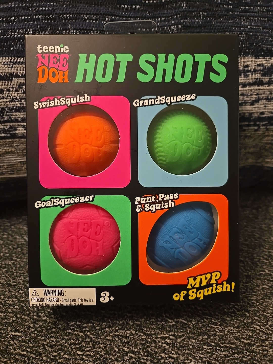 AUTHENTIC Needoh Teenie Hot Shots 4-Pack Set of 4 – Swish Grand Goal Punt BALLS