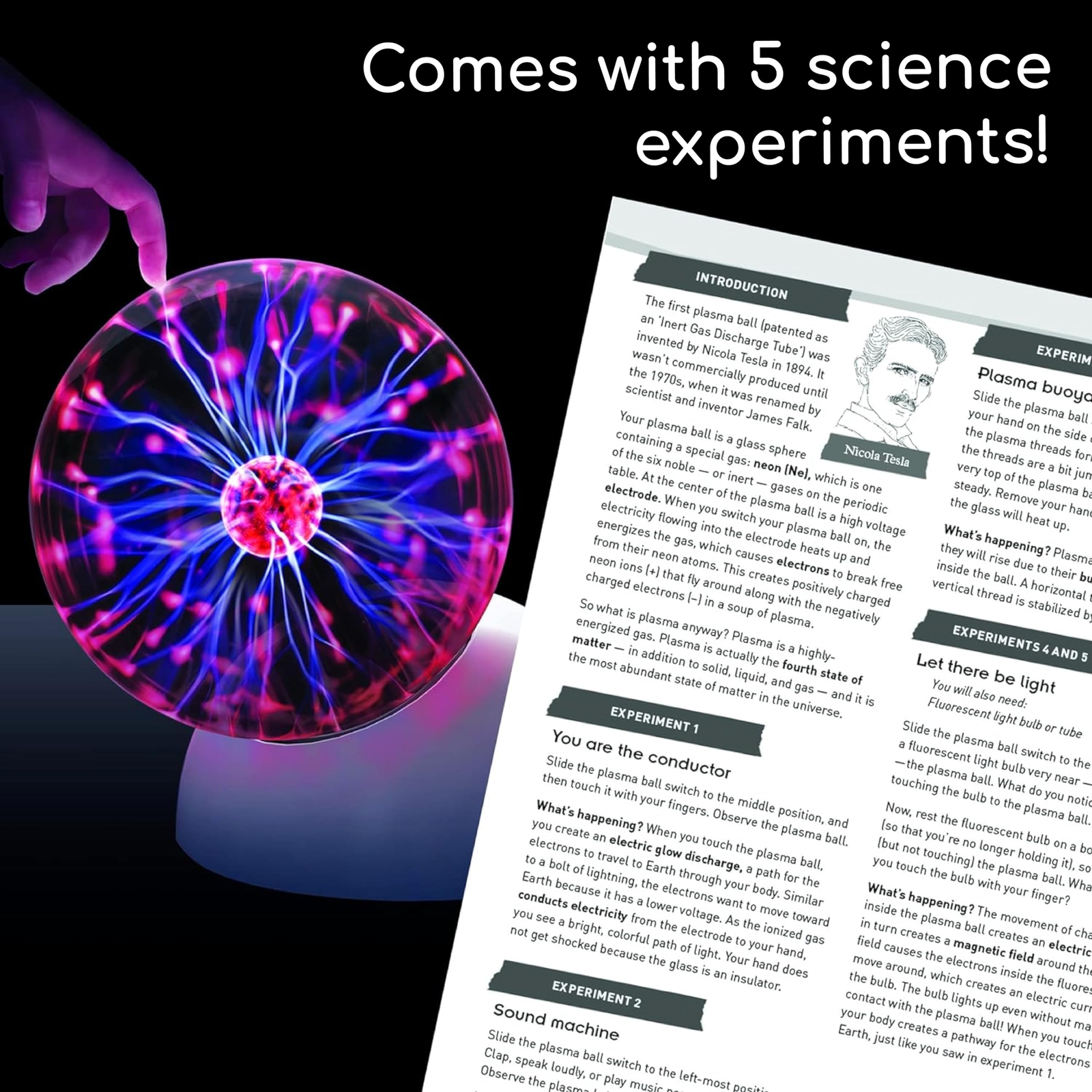 Plasma Ball Science Kit Electric Light Show Sound Activated USB Powered Display