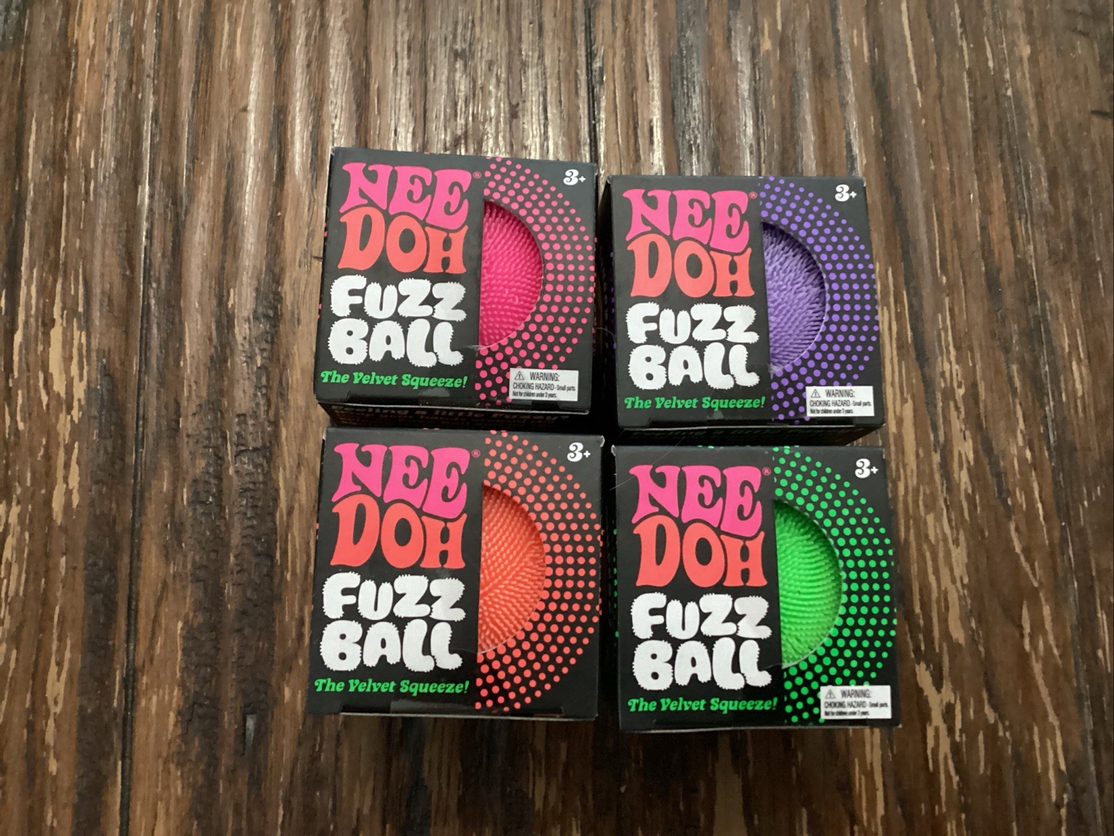 LOT OF 4: Nee Doh Needoh FUZZ BALL The Velvet Squeeze Fuzzball NEW Free Shipping