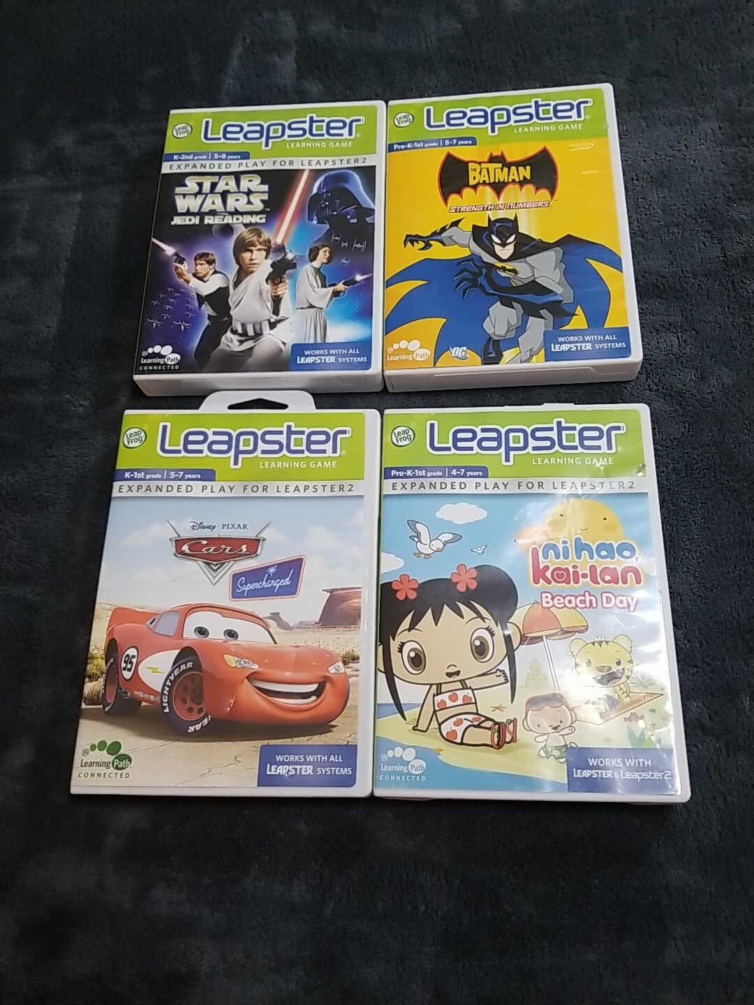 Lot 4 Leapfrog Leapster Learning Games (Ages 4-8) Batman Disney Cars Star Wars