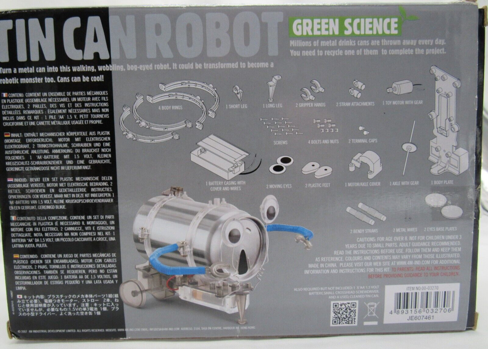 KidzRobotix Tin Can Robot Kit Educational Toy Fun Project NEW free ship