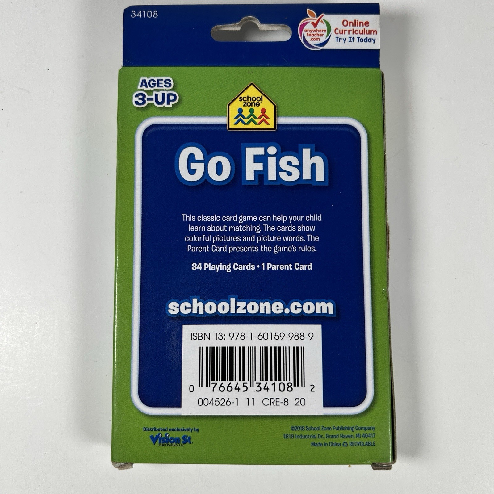 School Zone Go Fish Game Cards Grades P-K Ages 3-Up 004526-1