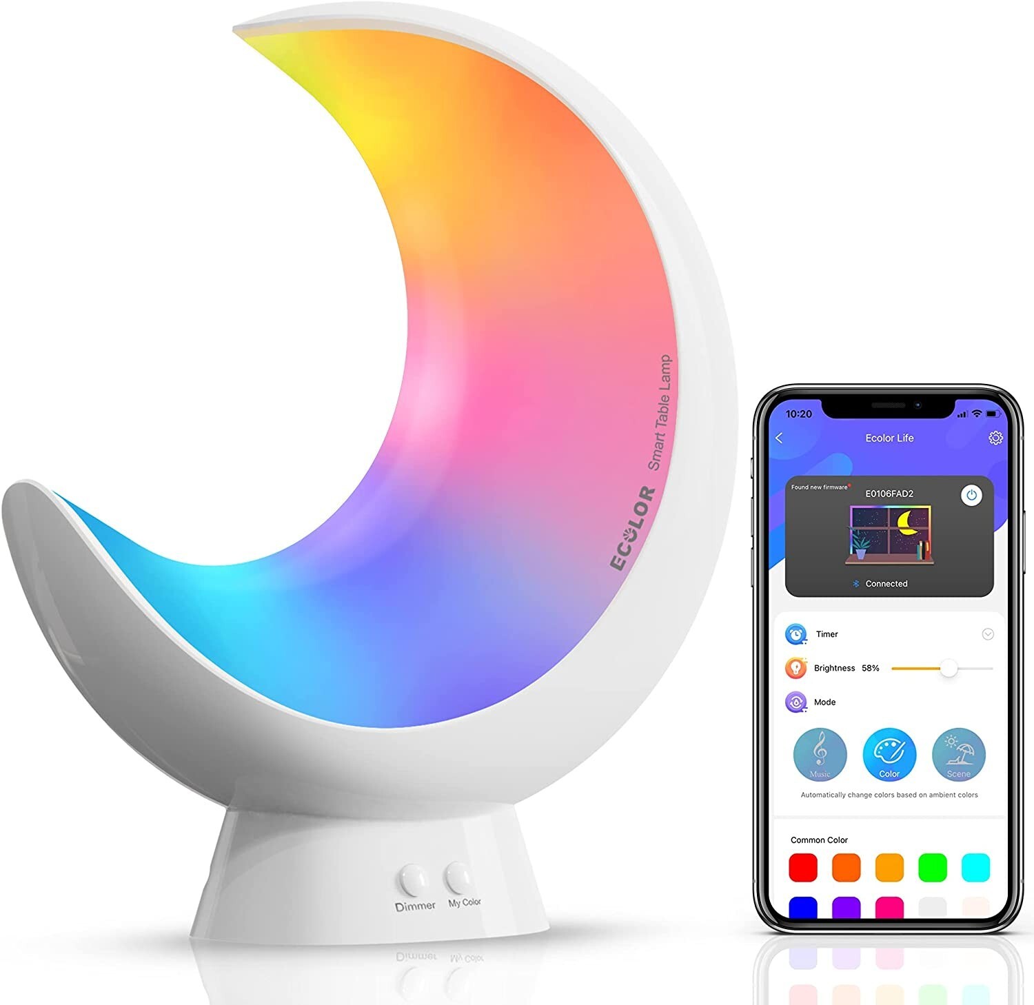 Ecolor LED Night Light – Smart Dimmable Moon Lamp, App Control for Bedroom