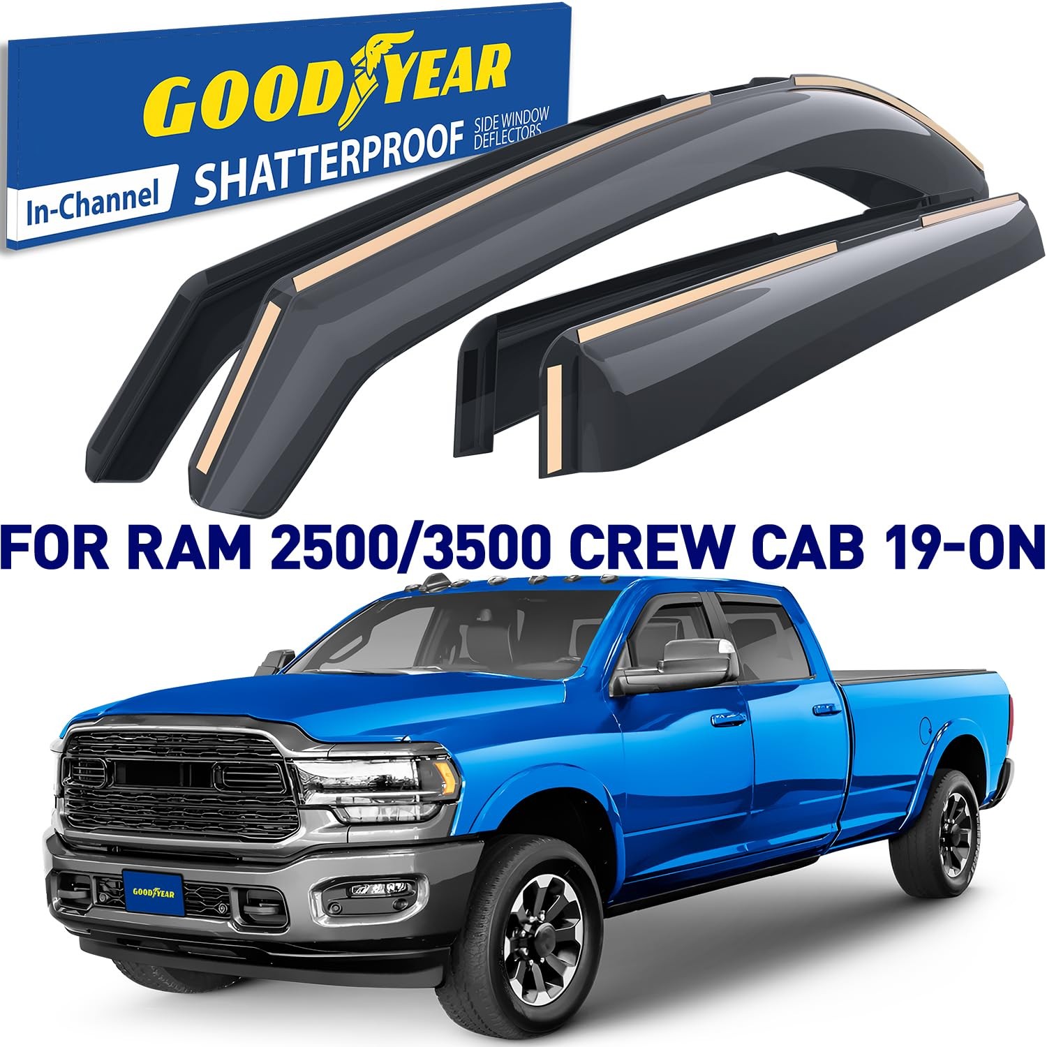 Goodyear Vent Deflectors for 2019-2025 RAM 2500 3500 Mega Crew Cab Trucks