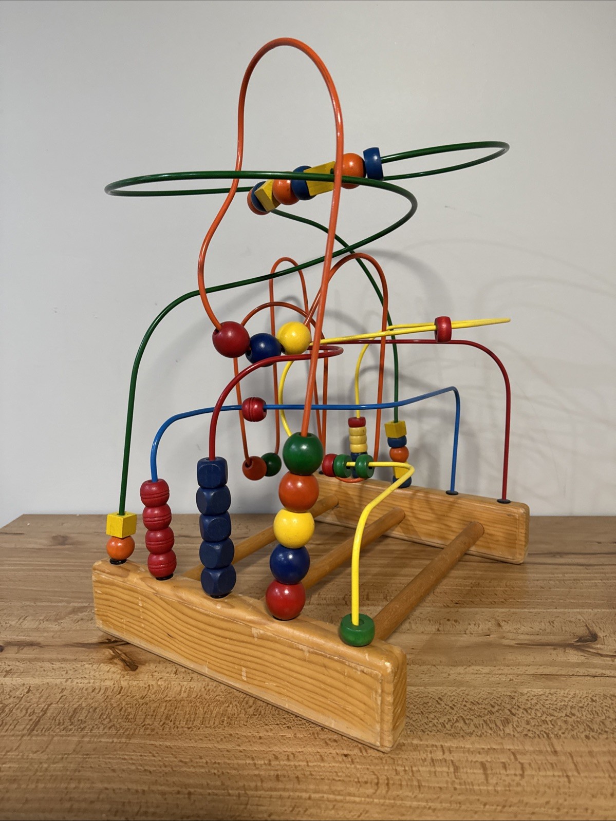 Vintage Anatex Large Educational Rollercoaster Bead Maze Metal & Wood 15x13x21