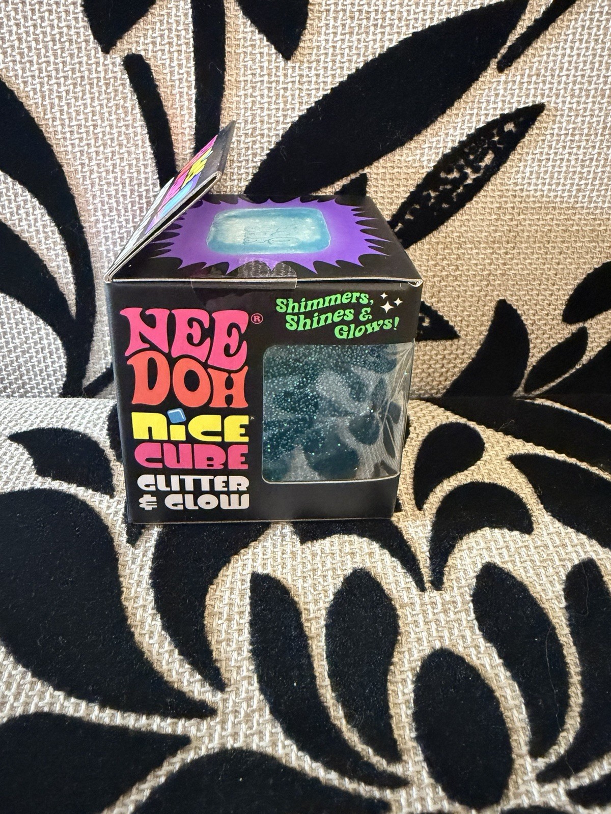 💙Authentic Schylling NeeDoh Blue Nice Cube Glitter and Glow