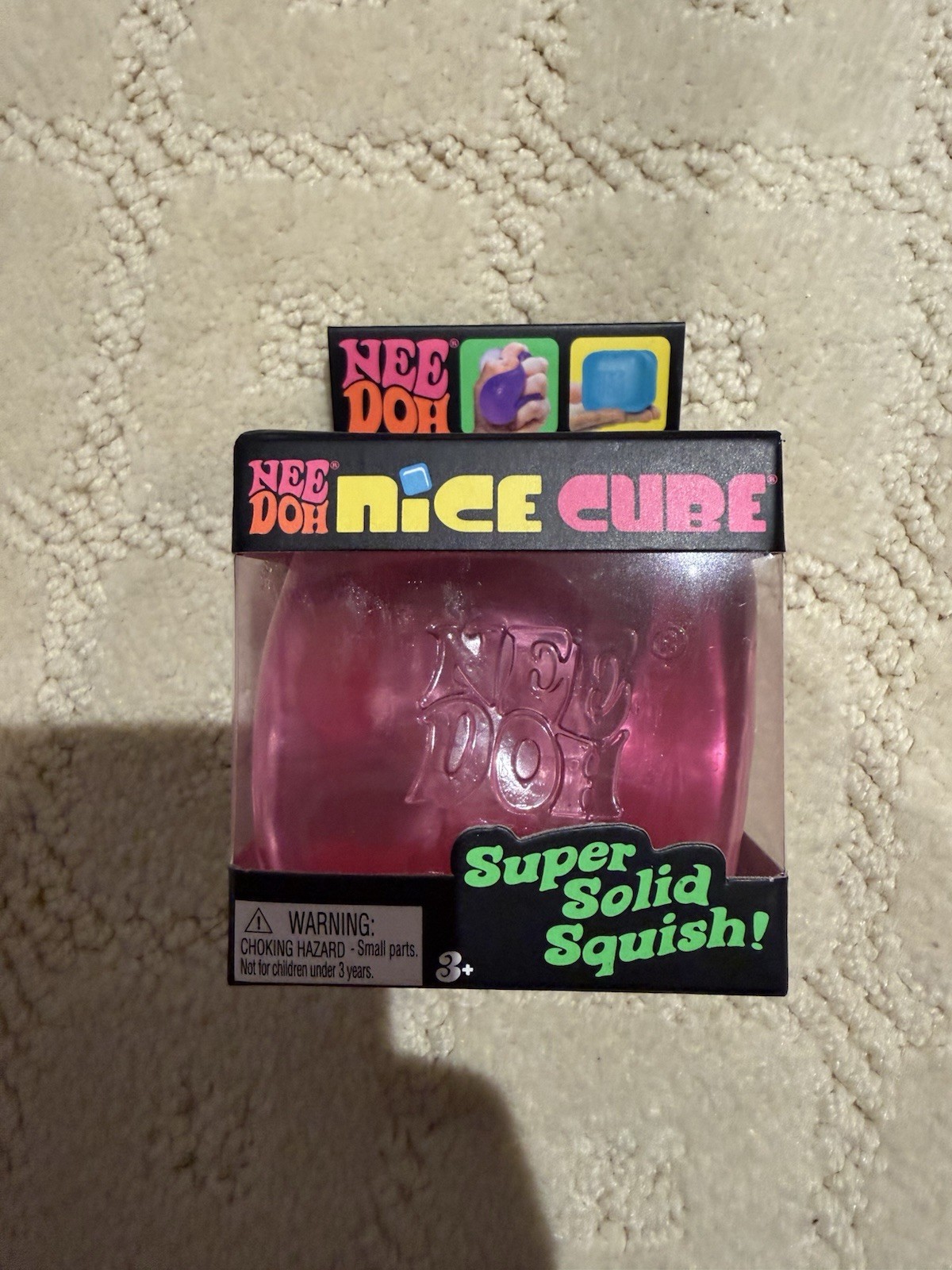 Schylling Needoh Nice Cube Pink Sensory Squeeze Toy with Super Solid Squish
