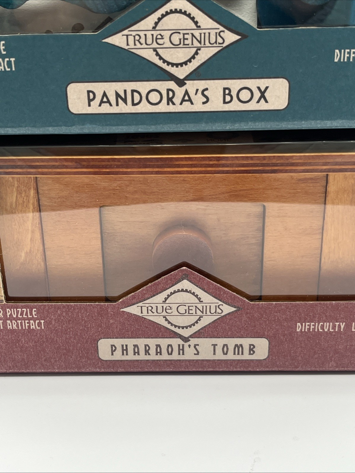 NIB! Lot Pharaoh’s Tomb & Pandoras Box True Genius Wooden Brainteaser Puzzles