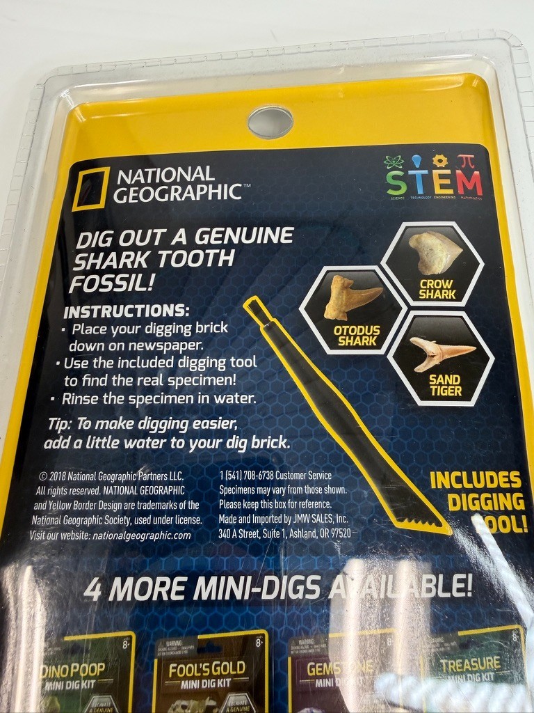 Shark Tooth Mini Dig Kit National Geographic Fossil Party Learn Stem Collect Ni