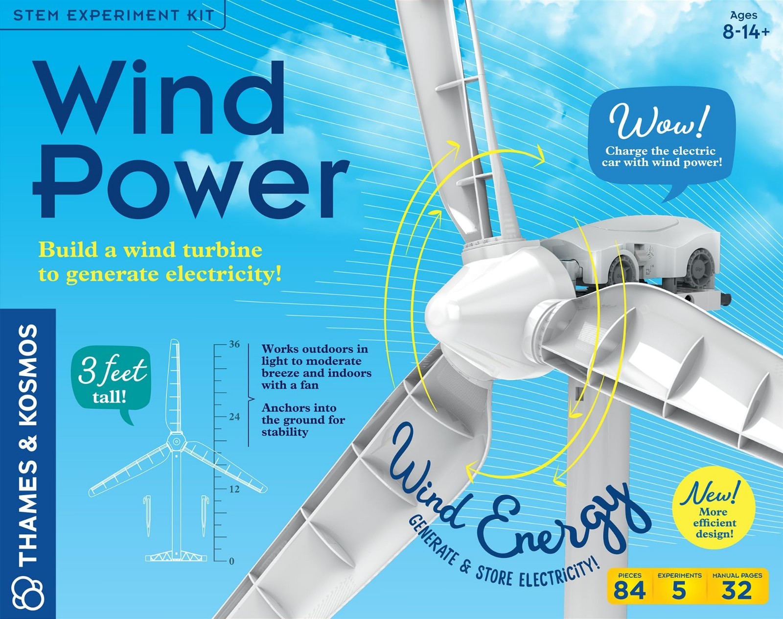 STEM Wind Power Experiment Kit – Build 3ft Wind Turbine, Explore Renewable Energ
