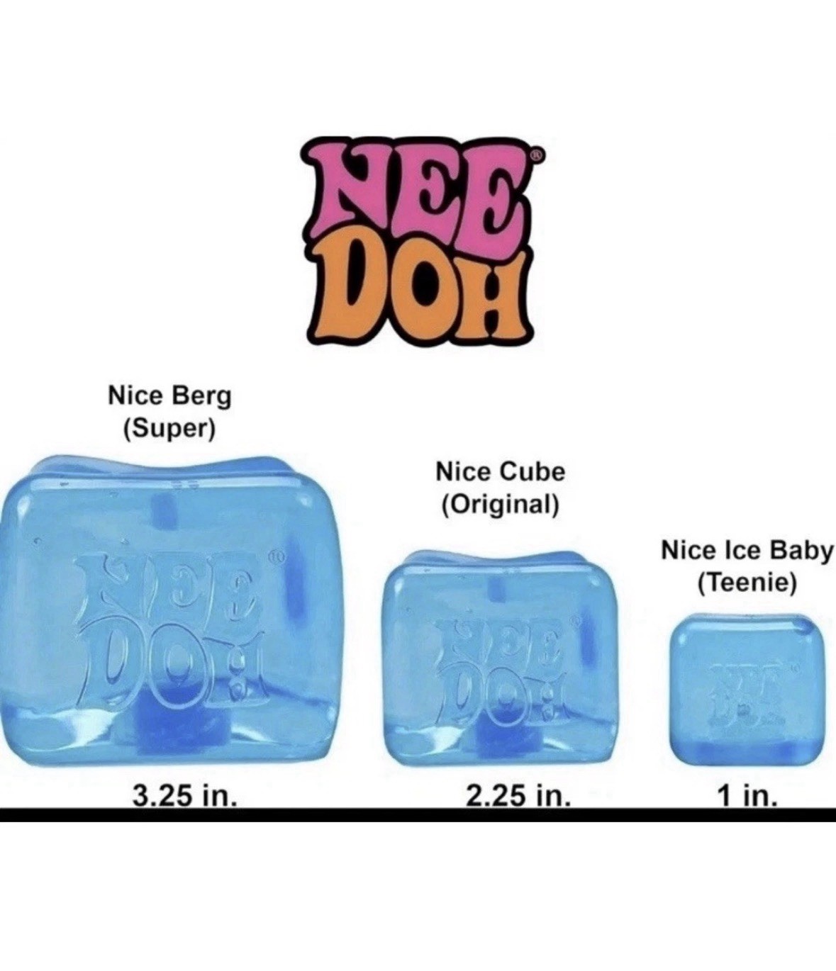 NeeDoh Nice Berg Blue XL Giant Nee Doh Niceberg Solid Squish Cube Ice Block