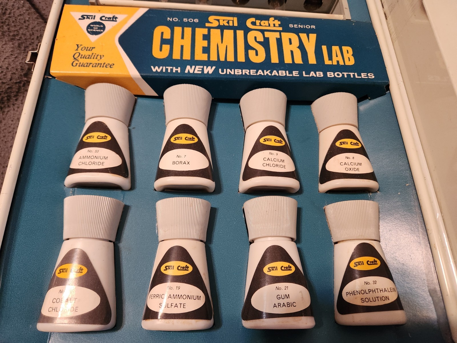 1960s Skil-Craft Chemistry Lab Set Nearly Complete Science Kit w/ Box Pyrex Tube