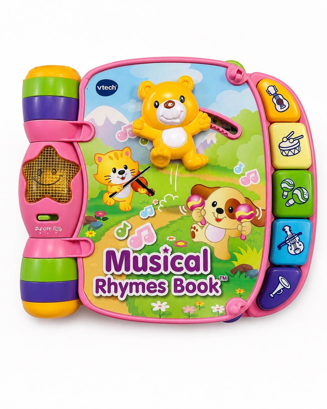 V-tech Musical Rhymes Book Pink Purple Pastel Tested Works Great Songs Light
