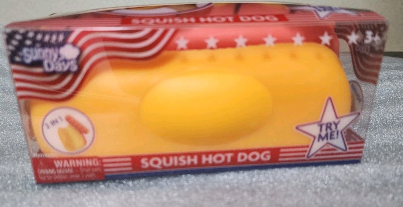 Viral TikTok Toymendous Sunny Days Squish Hot Dog Kids Sensory Toy NEW 🌭