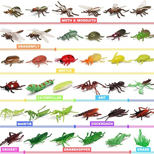 76 Pack Mini Plastic Bug Set, Realistic Insects Toy for Child, Fake Bugs