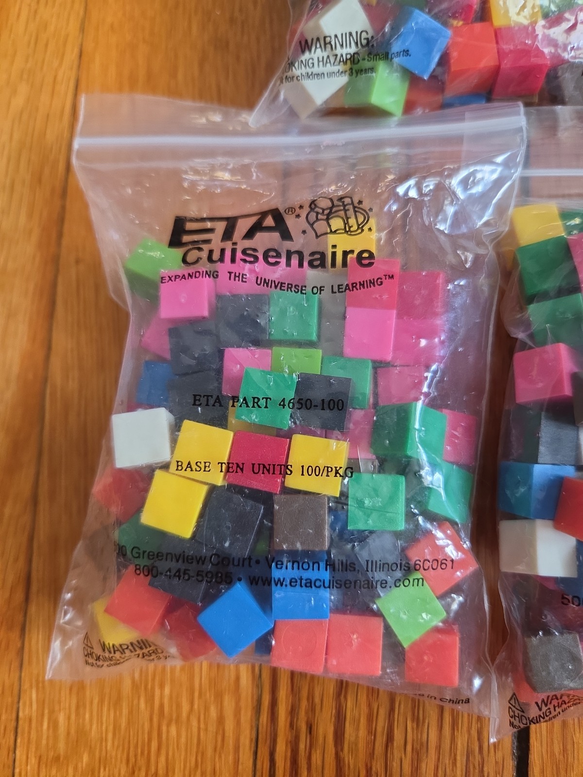 5x ETA Cuisenaire Base Ten 3/8″ Mini Color Cubes 100 Count Kit 4650-100