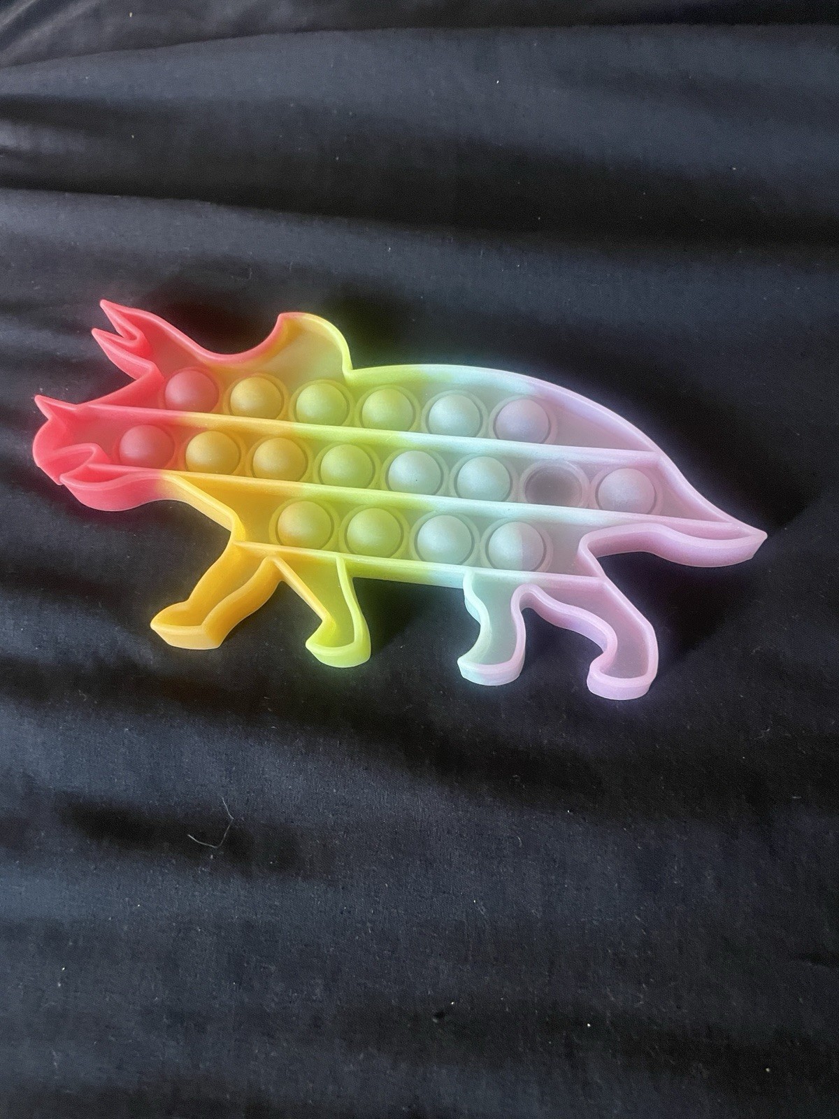 Dinosaur Shaped Pop-It Tactile Squeeze Toy Yellow Pink Green Multicolor