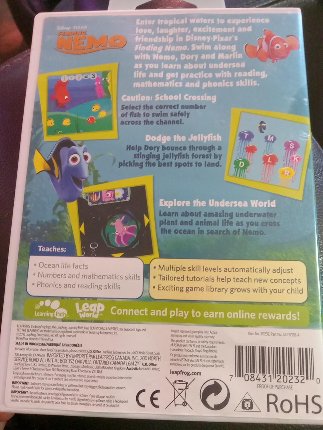 Leapster LeapFrog Learning Games – Finding Nemo – Disney Pixar