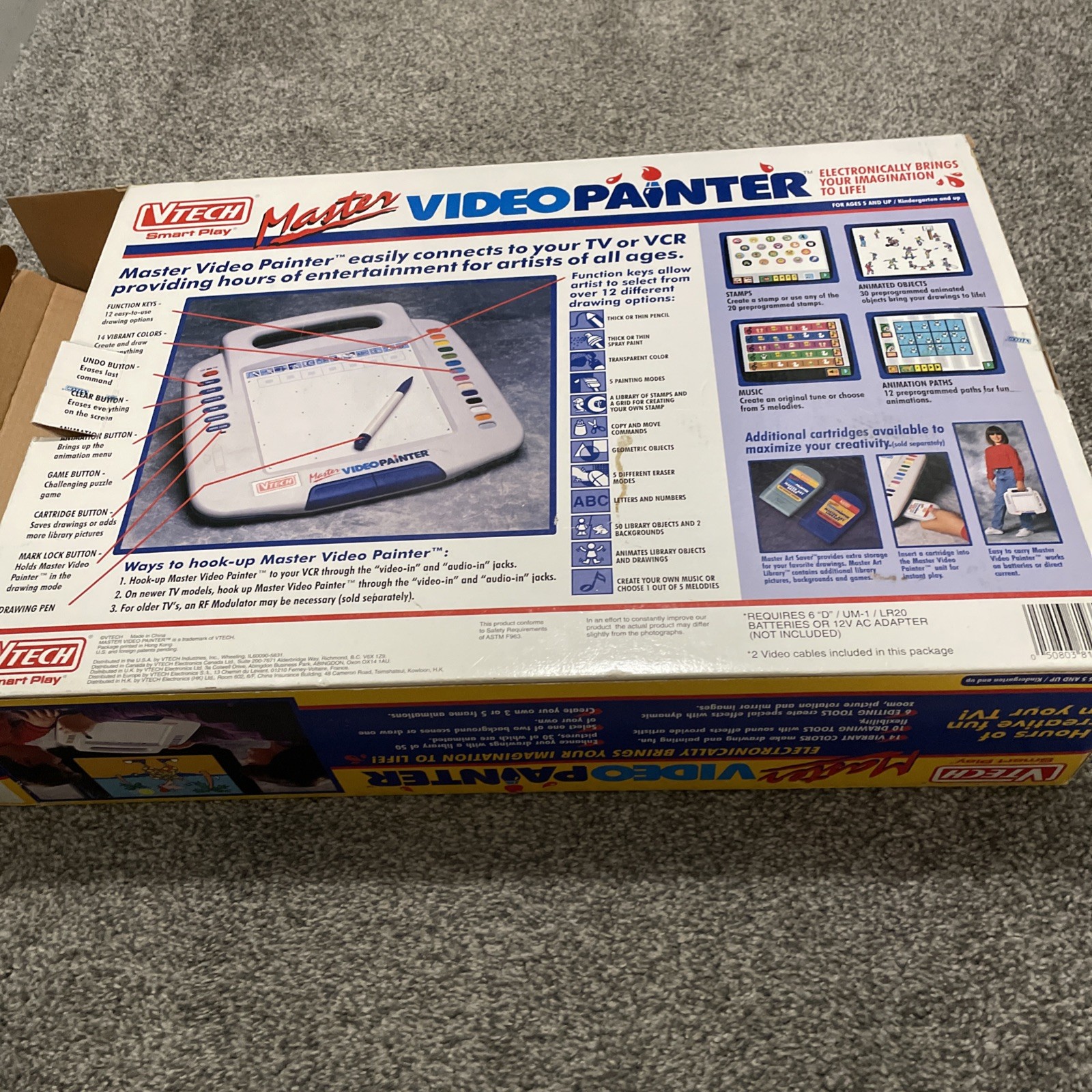 Vintage VTech Master Video Painter In Box 1991 W/ Stylus OEM A/V Cords & Box